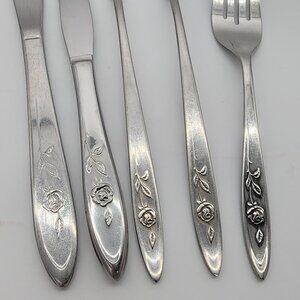 Oneida Community Stainless My Rose Dinner Butter Knife Spoon Fork VTG A79